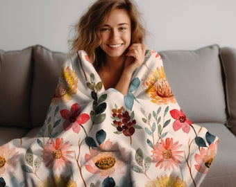 Boho Floral Throw Blanket, Boho Home Decor, Floral Blanket Boho, Boho Bedding, Baby, Toddler Boho Floral Blanket