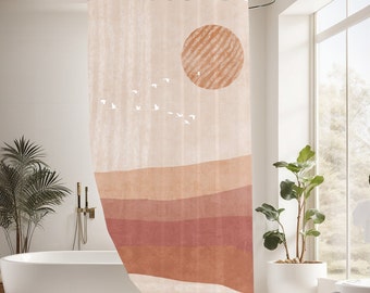 Sunset Boho Shower Curtain, Cute Bathroom Shower Curtain, Nature Shower Curtain, Retro Shower Curtain, Bathroom Curtain, Modern Boho Curtain