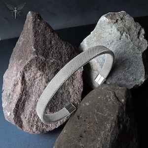 Men Stainless Steel Mesh Premium Cuff Bracelets for Wrist size 15 - 17cm | Men Wrist Bangle | Braided Bracelet | Gift for Men | Men are Men