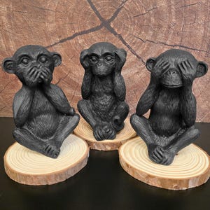 3 Monkeys Resin Statue | Monkey Sculptures | Home Decor Monkey Figurines | Shelf Decor Monkeys | Tabletop Monkey Decor | Monkey Centerpiece