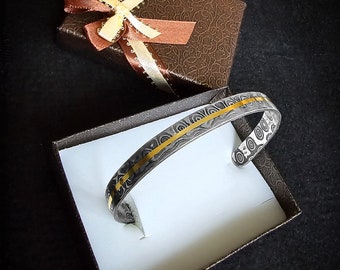 Prime Damascus Steel Deep Patterns Unisex Bracelet | Handmade Cuff Bracelet | Adjustable Steel Wrist Band |Men Women Bracelet Jewellery Box