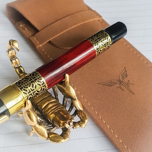 Pen Holder Brass Scorpion | Hand Crafted Ornament | Study Desk | Home Office Table Decoration | Gift Collection | Nerd Gift Gamer Collection