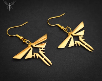 Fireflies Golden and Silver Earrings | inspired by The Last of Us | Dangle and Drop Firefly Ear Jewellery | Hook Earrings in Gift Box