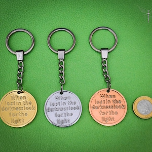 Large Silver Pendant Keyring | inspired by The Last of Us | When Lost in the Darkness, Look For the Light | TLOU Charm | Fully Handmade