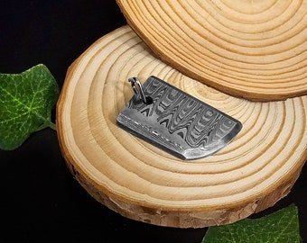 Damascus stalen hanger ketting | Gesneden metalen sieraden | Hypoallergene mode-sieraden | Metalen ketting sieraden geschenkdoos