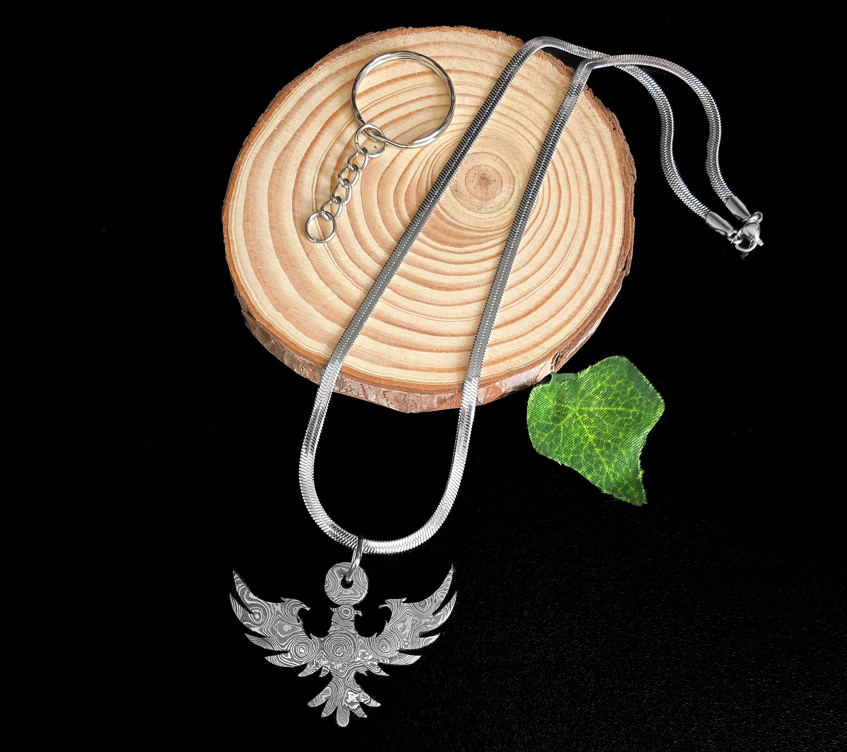 Collier Acier Inoxydable Avec Pendentif Aigles - Longueur 41-45 Cm, Thème Lune/étoile, Neuf Avec étiquettes