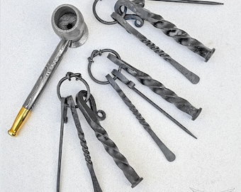 Blacksmith’s 3-in-1 Handmade Metal Pipe Tool – Multi-Function Tamper, Scraper & Cleaner