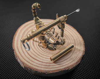 Scorpion Metal Reusable Toothpick & Ear Cleaner Holder | Portable Tooth - EarWax Cleaner Tool | Table Ornament | Travel Accessory Dental Use