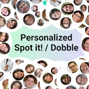 Crie seu próprio jogo Spot It! | PDF personalizado para imprimir | Carregue de 7 a 57 imagens | Presente divertido e personalizado para crianças e festas