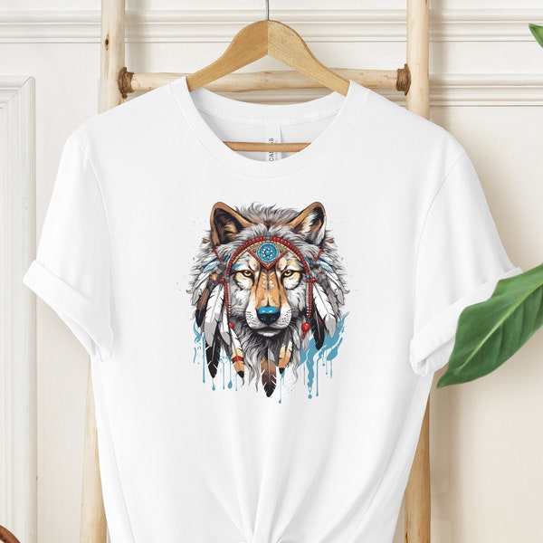 Alpha Wolf Vintage 90s T-Shirt, Bohemian Style, Bohemian Wolf, Colorful Wolf, Alpha Wolf Shirt, Cute Wolf Gift, Fantasy Wolf, Gift For Women