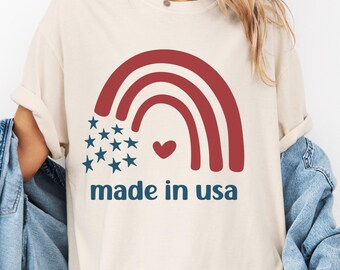 Retro Made in the USA Shirt, Retro Boho USA T-Shirt, American Girl Shirt, American Babe T-Shirt, Fourth of July Patriotic Shirt, 4th of July