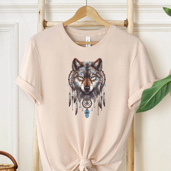 Alpha Wolf Vintage 90s T-Shirt, Bohemian Style, Bohemian Wolf, Colorful Wolf, Alpha Wolf Shirt, Cute Wolf Gift, Fantasy Wolf, Gift For Women