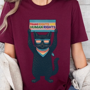 Activist Cat Trans Rights Are Human Rights transgender slogan Trans Rights Are Human Rights Shirt, Transgender Pride Artsy Cat Lover Gift