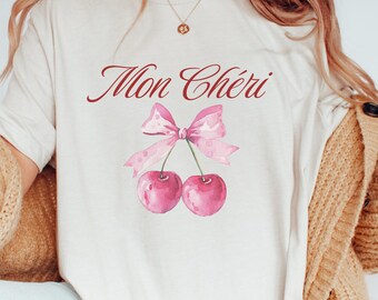 Mon Cheri Cherries Commercial Graphic Shirt, Vintage Cherry T-Shirt, Unisex Cotton Tee, y2k Style T Shirt, Cool Gift For Him & Her Fun Shirt