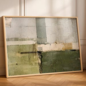 Sage Green Abstract Art, Modern Textured Painting, Minimalist Neutral Wall Decor