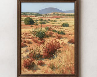 Desert Landscape Painting, Warm Earth Tone Art, Digital Download Wall Decor