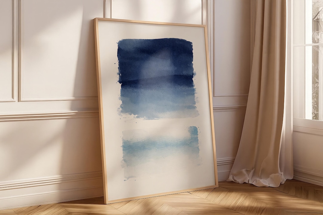 Blue Abstract Watercolor Printable, Minimalist Navy Sky Blue Wall Art ...