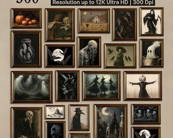 Vintage Halloween Print Set, 360+ Spooky Wall Art, Creepy Paint, Gothic Poster Bundle, Dark  Moody Gallery, Dark Academia Artwork
