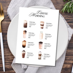Cardápio de Café | Cardápio do Restaurante | Modelo de cardápio | Lista de Preços | Menu Minimalista | Modelos de tela