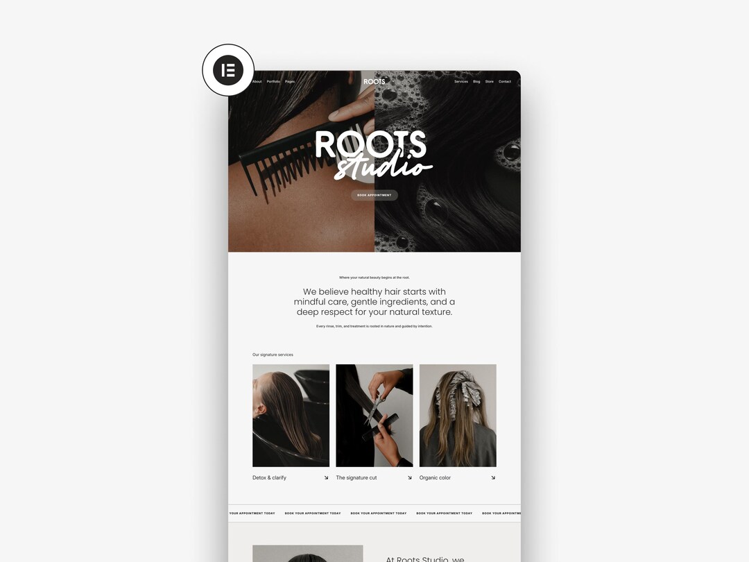 Roots Studio Wordpress Website Template: Hair Salon Business Theme ...
