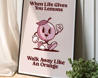 Wall Art, Life Gives You Lemons, Trendy Wall Art, Printable Home Decor, Retro Print, Funny
