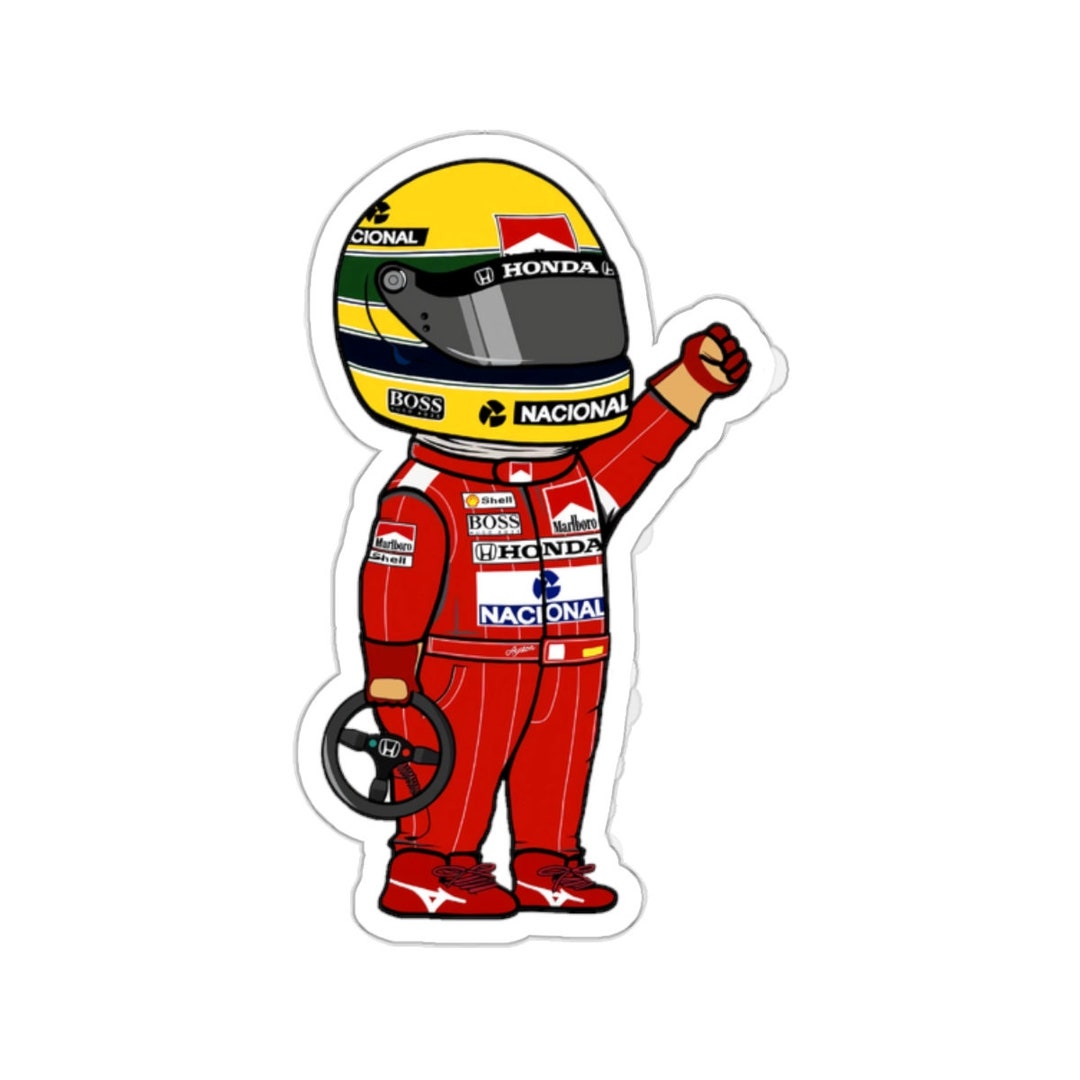 Ayrton Senna Sticker Set Multiple Sizes, Transparent/white Print