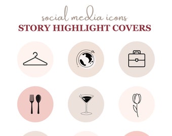Instagram Story Evidenzia icone di copertina / Icone pastello linea minimale / Kit di branding per social media / Download digitale