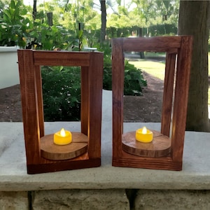 Set of Two Wooden Lanterns image 1