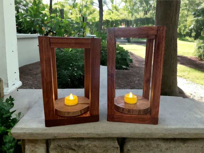 Set of Two Wooden Lanterns image 1