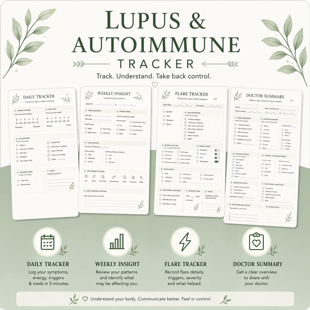 Weekly Trigger Log Lupus Symptom Tracker Printable | Autoimmune Flare Tracker | Pain ...