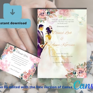 Faire-part de mariage et carte de remerciement. JW. Modèle à modifier, imprimer ou envoyer. Modèle d'invitation de mariage pour les témoins de Jéhovah. verset de la Bible