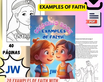 JW. Coloring book. 20 examples of faith, coloring sheets with text. From 3 to 12 years. Gift for children of the congregation.