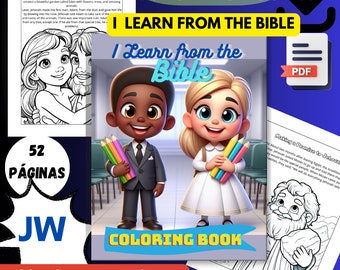 Coloring Book JW. Learning from the Bible. Bible stories with educational text for Jehovah's Witness children aged 3 to 10.