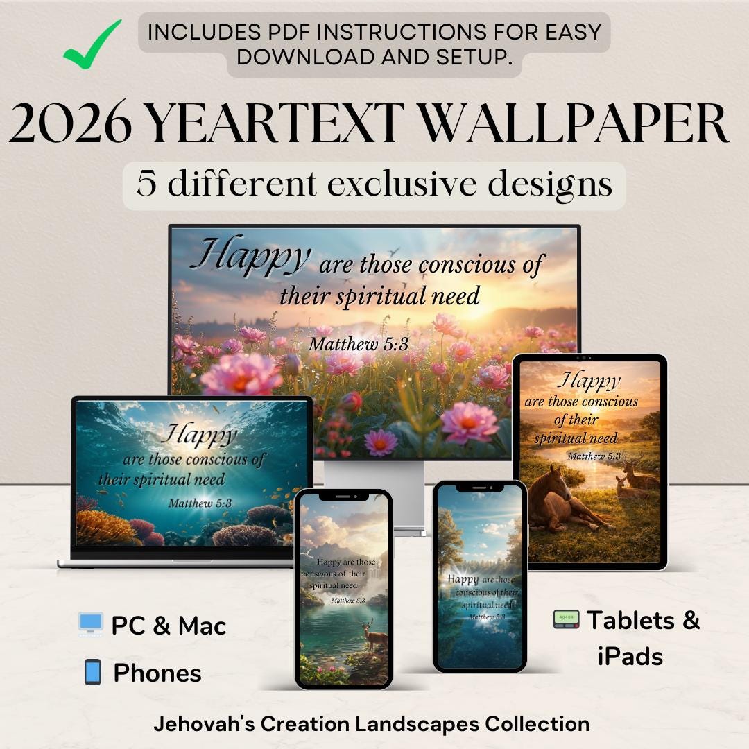 JW 2026 Year Text Wallpapers – Exclusive Designs – Matthew 5:3 Digital ...