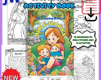 JW. Biblical Stories Coloring Book. First edition of the first 55 stories, includes creative drawings, word search and crossword puzzles.
