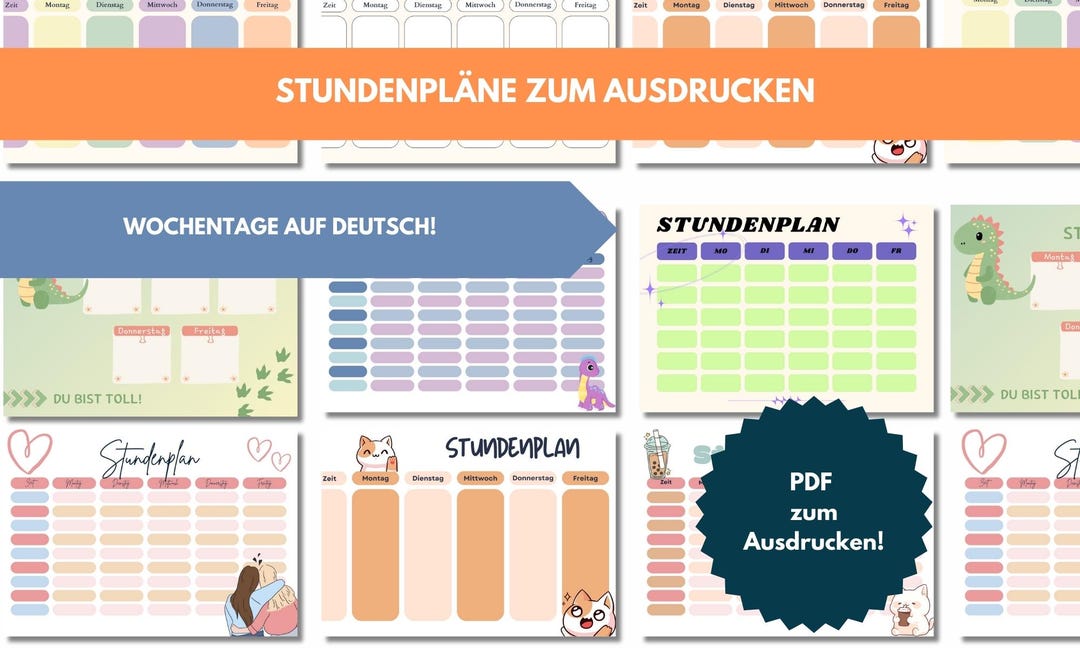 Stundenplan zum Ausdrucken l Wochenplan zum Ausdrucken l Stundenpläne l