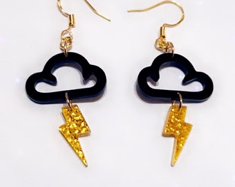 Storm Cloud Earrings, Unique Earrings, Novelty Earrings, Lightweight Earrings, Dangle Earrings