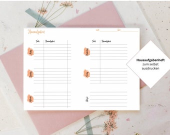 Hausaufgabenheft | Planer| PDF | Download | Organisation | Minimalistisch | 2023 | 2024