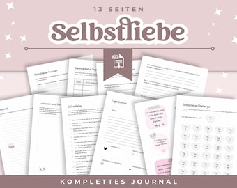 Diario de amor propio, atención plena, autocuidado, diario de gratitud, afirmaciones, cuaderno de ejercicios, desarrollo personal, calendario, descarga en PDF.