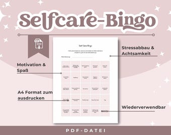 Selfcare Bingo Challenge German Routine Checklist Creative Mindfulness Printable Motivation Me Time Self-care PDF Wellness