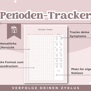 PeriodenTracker Zyklus Menstruation Weibliche Gesundheit Zyklustracker Periodenschmerzen Vorlage Deutsch Monatsübersicht Symptome Ausdrucken