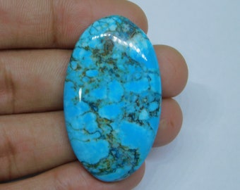 AAA+ Quality Blue Turquoise Gemstone semi precious Blue Turquoise Cabochon Blue Turquoise Loose Stone For Jewellery Making. [62 ct 42X25 mm]