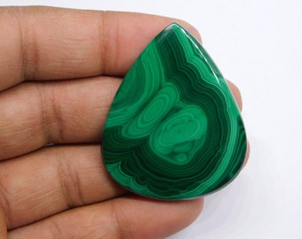 Natural malachite Cabochon malachite Gemstone Handmade Malachite loose Gemstone for jewellery making Semi Precious Stone [107 ct 46X42 mm]