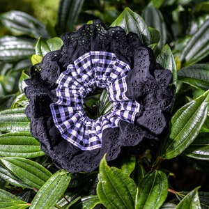 Gorgeous Giant XL Gingham Scrunchie! Soft-elastic Jumbo Hair tie - Perfect for all Occasions.