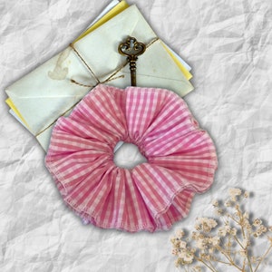 Romantic Pink and White Gingham Layered Gigantic Scrunchie
