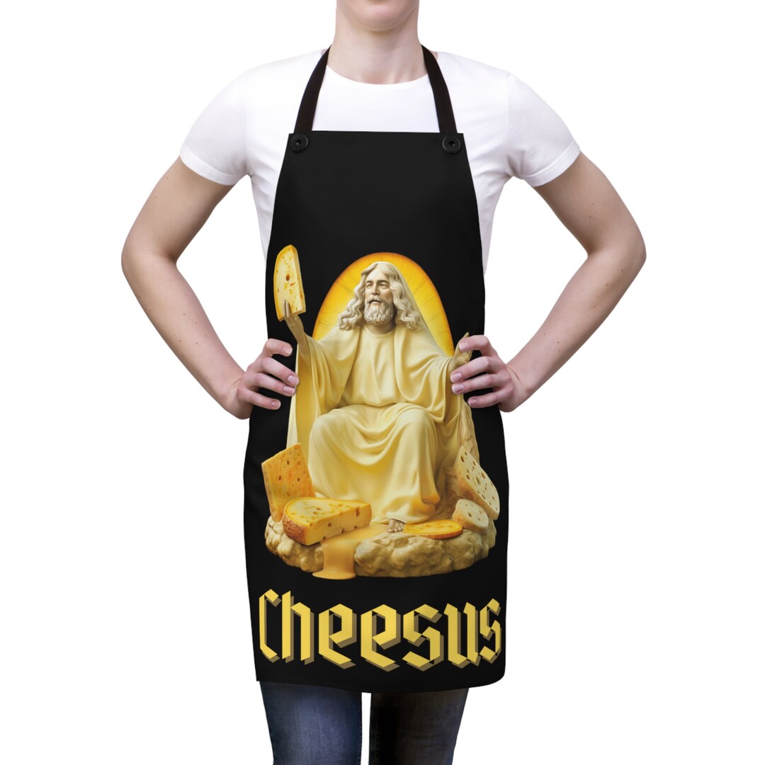 Cheesus Apron Cheese Jesus Funny Gift Him Her Foodie Kitchen Etsy