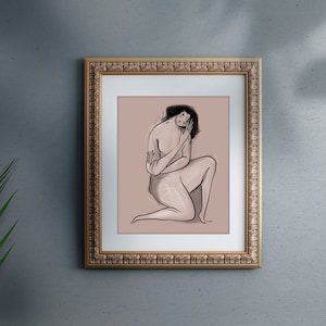 Art Collectibles, Woman Silhouette Drawing, Modern Wall Art, Printable Wall Art, Digital Art Download, Minimalist Art ,Original Art,