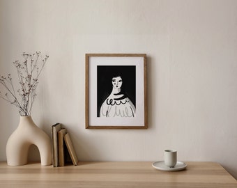 Double Set, Black and White Art, Woman Drawing, Modern Wall Art, Printable Wall Art, Digital Art Download, Minimalist Art, Original Art