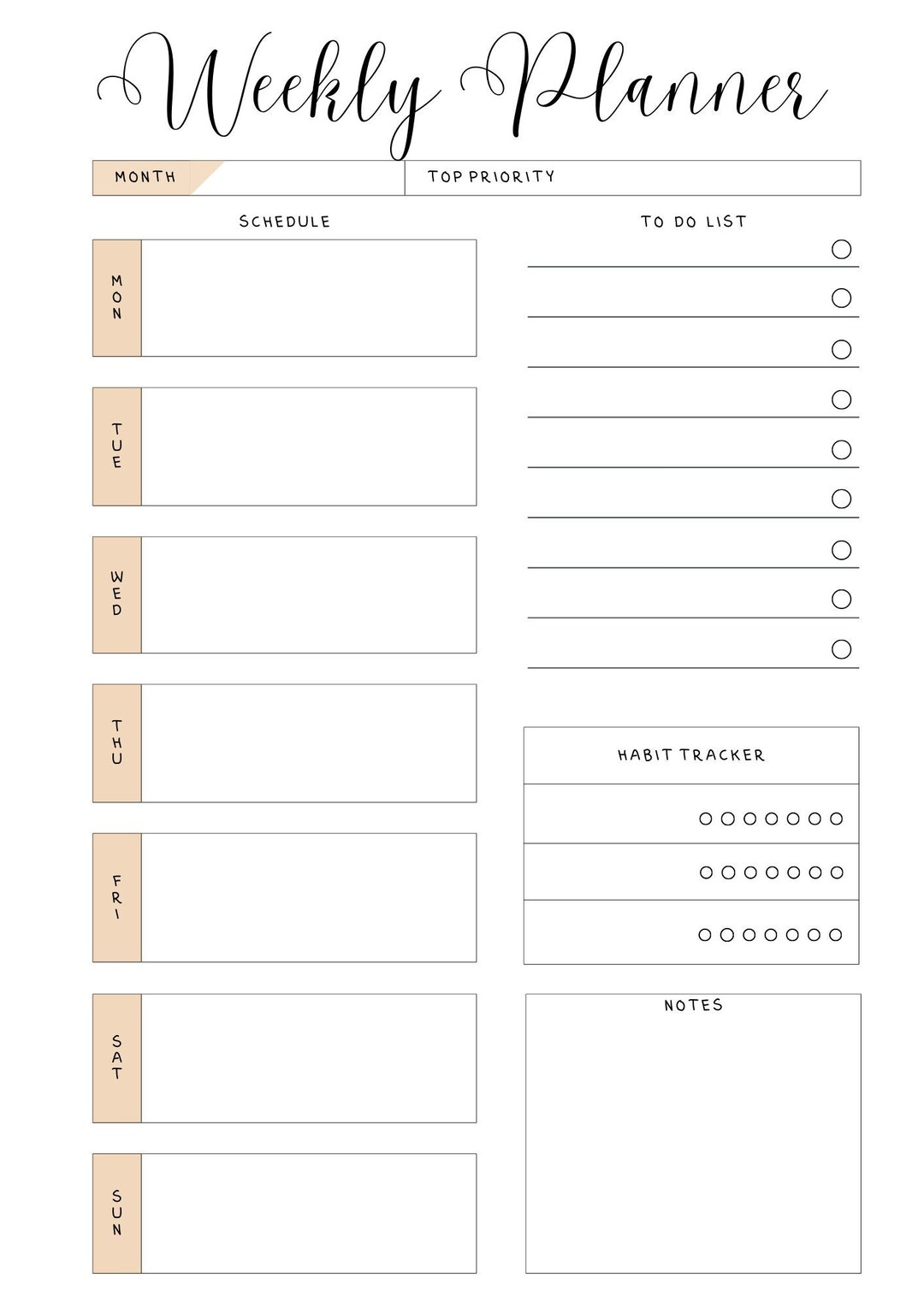 Weekly Planner Printable, Daily to Do List and Schedule for Work/home ...