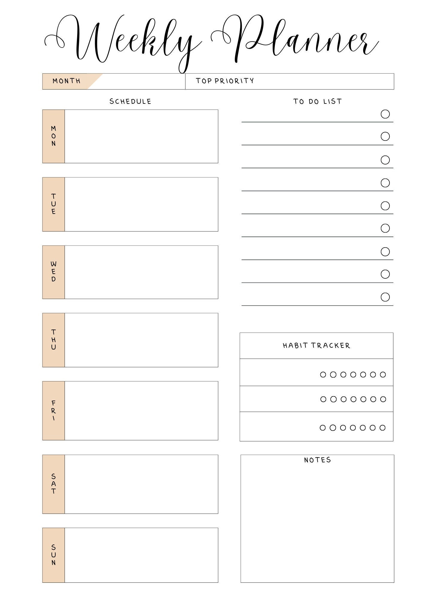 Weekly Planner Printable, Daily to Do List and Schedule for Work/home ...